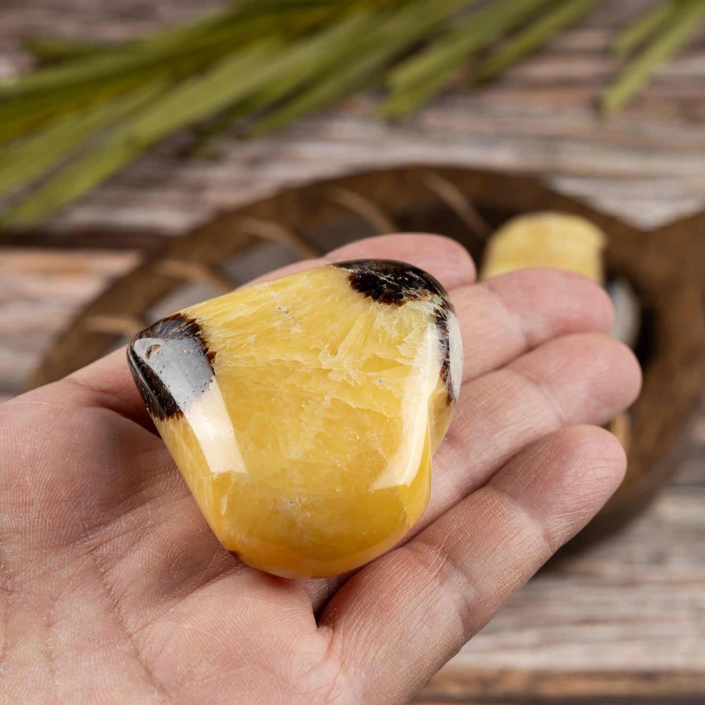 Septarian Heart Palm Stone Crystal - Natural Healing Stone for Anxiety Relief & Meditation - Polished Septarian Worry Stone - Spiritual Gift