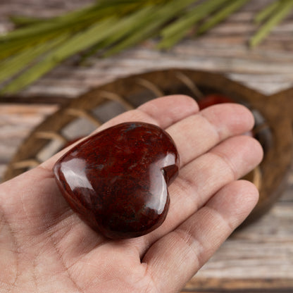 Red Jasper Heart Palm Stone Crystal - Natural Healing Stone for Anxiety Relief & Meditation - Polished Red Jasper Worry Stone - Spiritual Gift