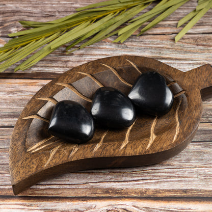 Shungite Heart Palm Stone Crystal - Natural Healing Stone for Anxiety Relief & Meditation - Polished Shungite Worry Stone - Spiritual Gift