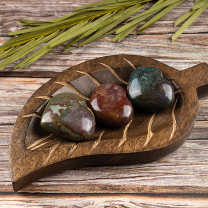 Bloodstone Heart Palm Stone Crystal - Natural Healing Stone for Anxiety Relief & Meditation - Polished Bloodstone Worry Stone - Spiritual Gift