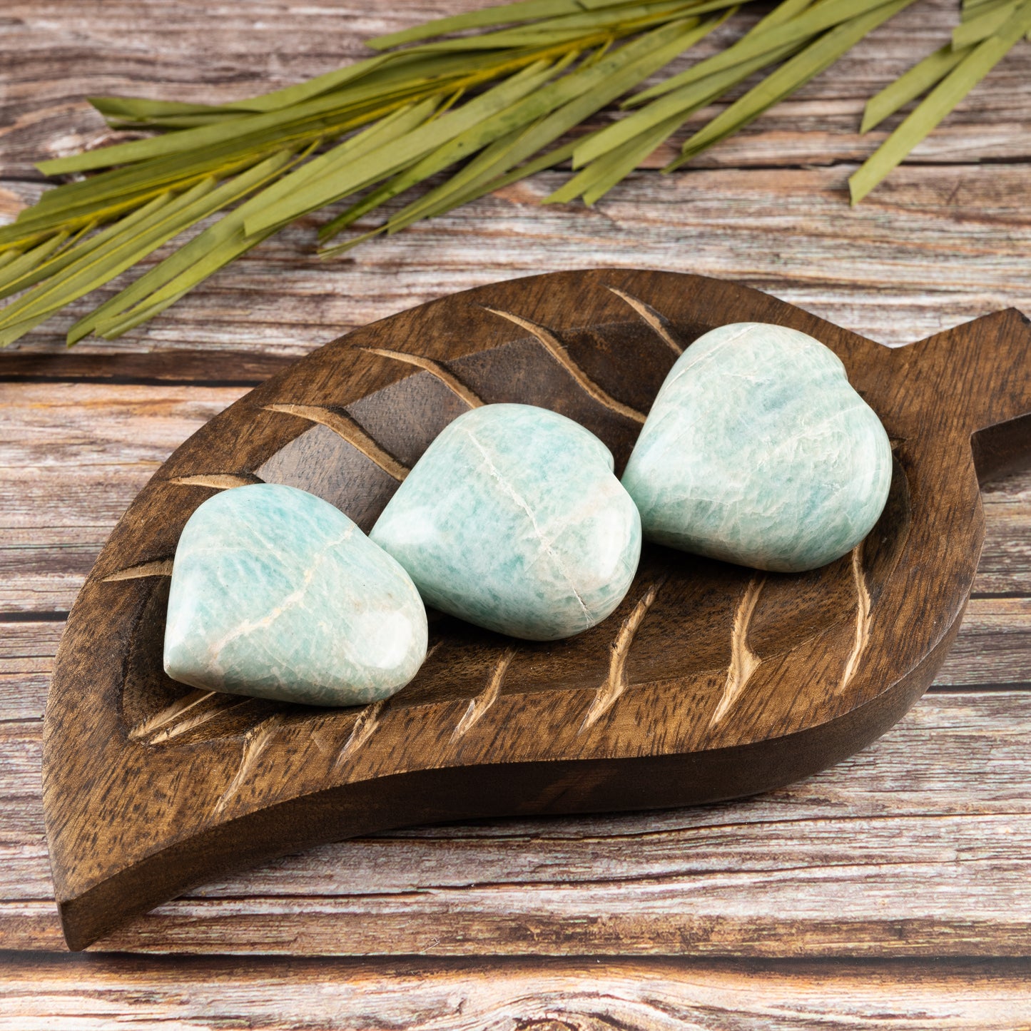 Amazonite Heart Palm Stone Crystal - Natural Healing Stone for Anxiety Relief & Meditation - Polished Amazonite Worry Stone - Spiritual Gift