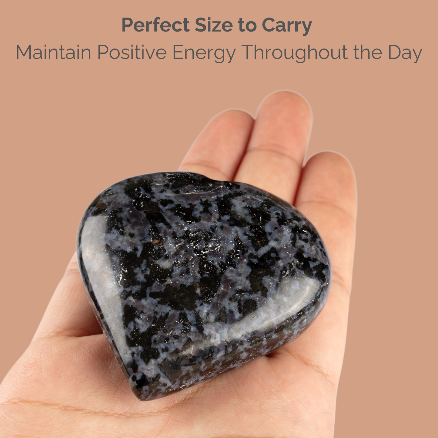 Indigo Gabbro Heart Palm Stone Crystal - Natural Healing Stone for Anxiety Relief & Meditation - Polished Indigo Gabbro Worry Stone - Spiritual Gift