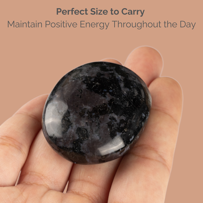 Indigo Gabbro Palm Stone Crystal - Natural Healing Stone for Anxiety Relief & Meditation - Polished Indigo Gabbro Worry Stone - Spiritual Gift