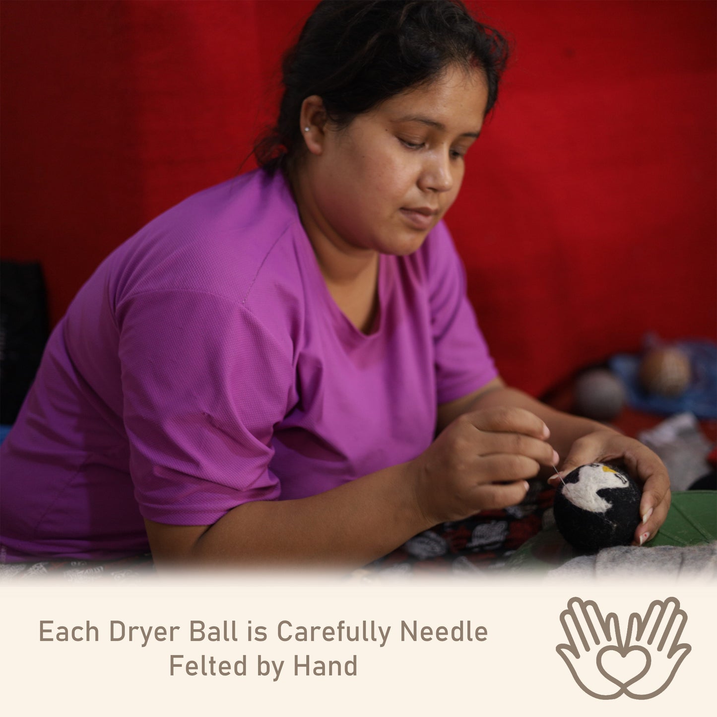 Wool Dryer Balls – Sloth Design Dryer Balls Laundry Reusable – Natural Fabric Softener – 100% Pure New Zealand Wool – Handcrafted in Nepal – 6 Pack Laundry Balls for Dryer