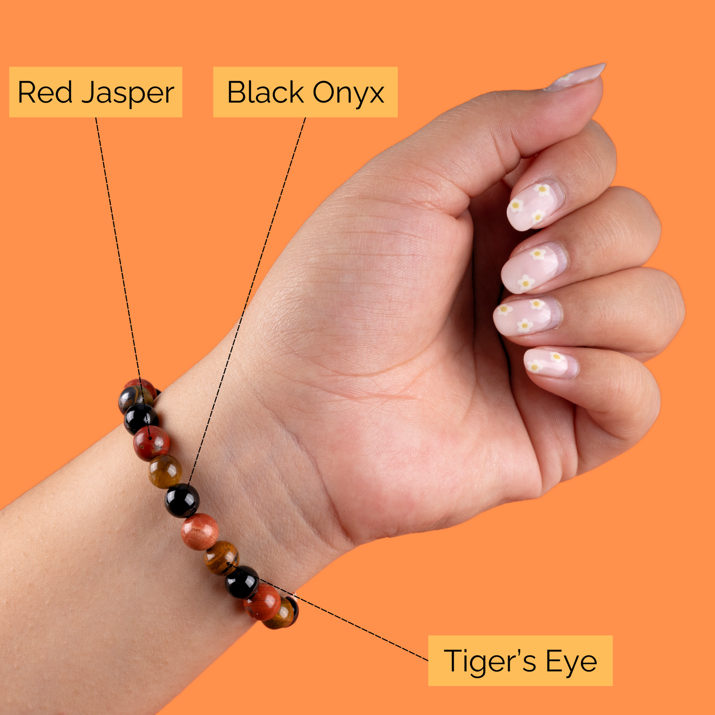 Inner Strength Bracelet for Women and Men with Black Onyx, Tiger’s Eye, and Red Jasper Crystals and Healing Stones - Natural Handmade Beaded Bracelets, Crystal Bracelet for Spiritual Gifts