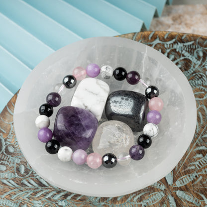 Stress Relief Manifestation Crystal Bracelet & Tumbled Crystals, Healing Crystal Set,  Energy Crystals, Intention Bracelet Crystal Kit