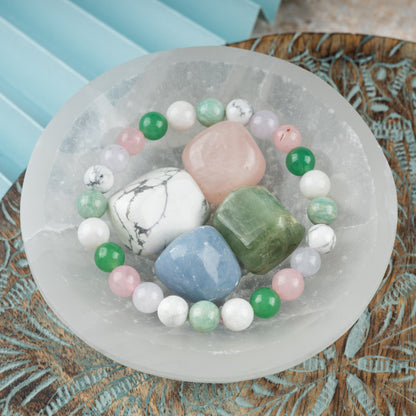 Calm and Peace Manifestation Crystal Bracelet & Tumbled Crystals, Healing Crystal Set,  Energy Crystals, Intention Bracelet Crystal Kit