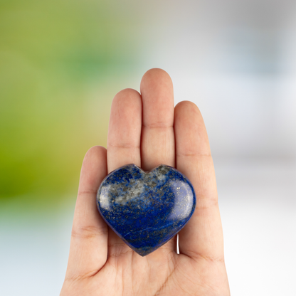 Lapis Lazuli Heart Palm Stone Crystal - Natural Healing Stone for Anxiety Relief & Meditation - Polished Lapis Lazuli Worry Stone - Spiritual Gift