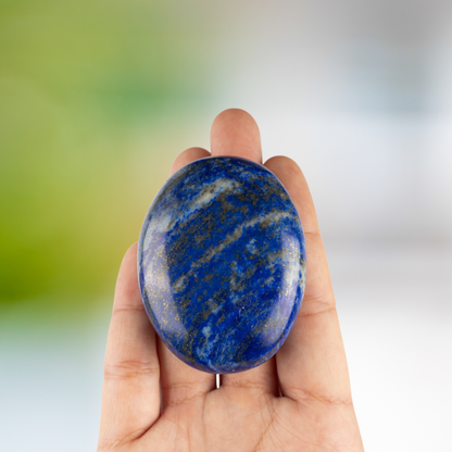 Lapis Lazuli Palm Stone Crystal - Natural Healing Stone for Anxiety Relief & Meditation - Polished Lapis Lazuli Worry Stone - Spiritual Gift