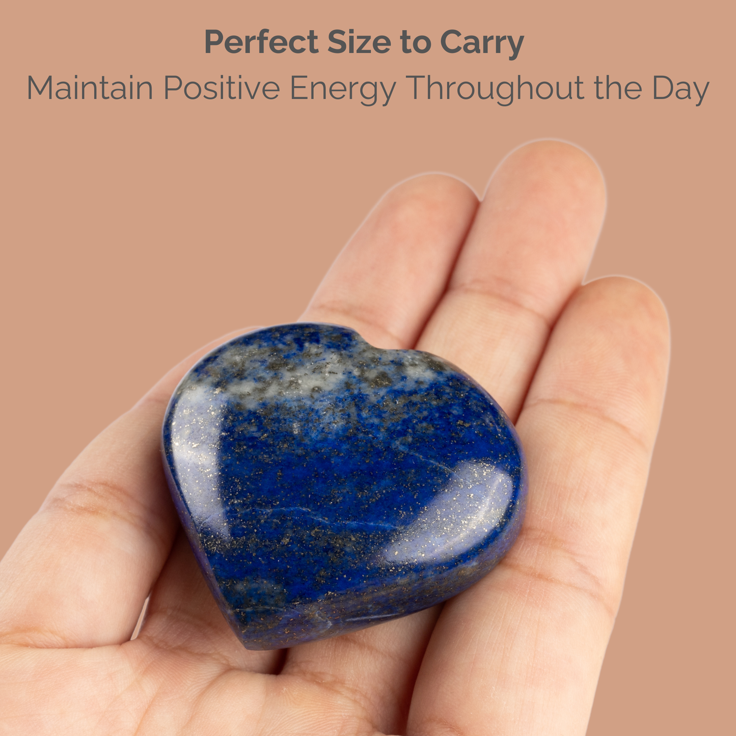 Lapis Lazuli Heart Palm Stone Crystal - Natural Healing Stone for Anxiety Relief & Meditation - Polished Lapis Lazuli Worry Stone - Spiritual Gift