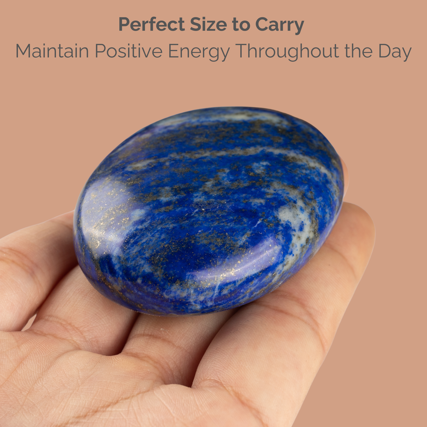 Lapis Lazuli Palm Stone Crystal - Natural Healing Stone for Anxiety Relief & Meditation - Polished Lapis Lazuli Worry Stone - Spiritual Gift