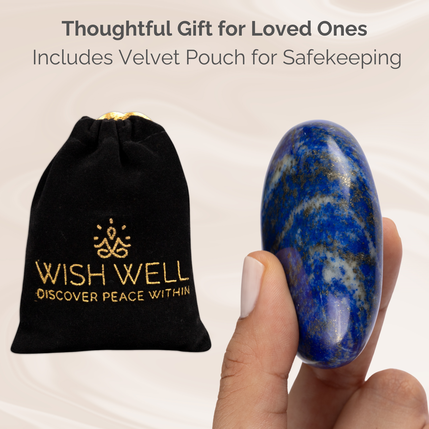 Lapis Lazuli Palm Stone Crystal - Natural Healing Stone for Anxiety Relief & Meditation - Polished Lapis Lazuli Worry Stone - Spiritual Gift