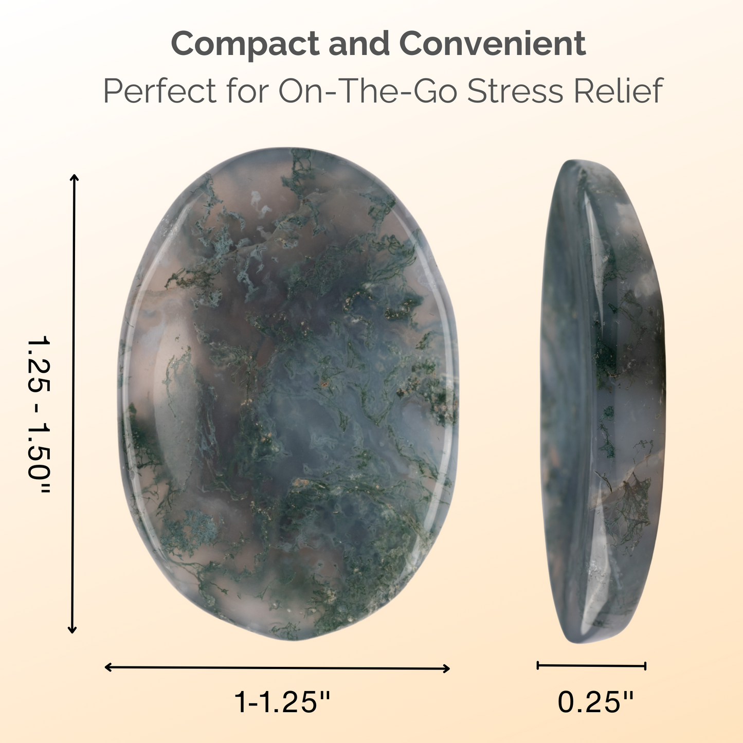 Moss Agate Worry Stone, Healing Crystals, Energy Healing Thumb Stone, Meditation & Spiritual Gift