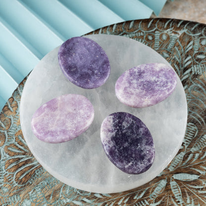 Lepidolite Worry Stone for Anxiety Relief, Healing Crystals & Natural Energy Healing Thumb Stone, Perfect Meditation & Spiritual Gift