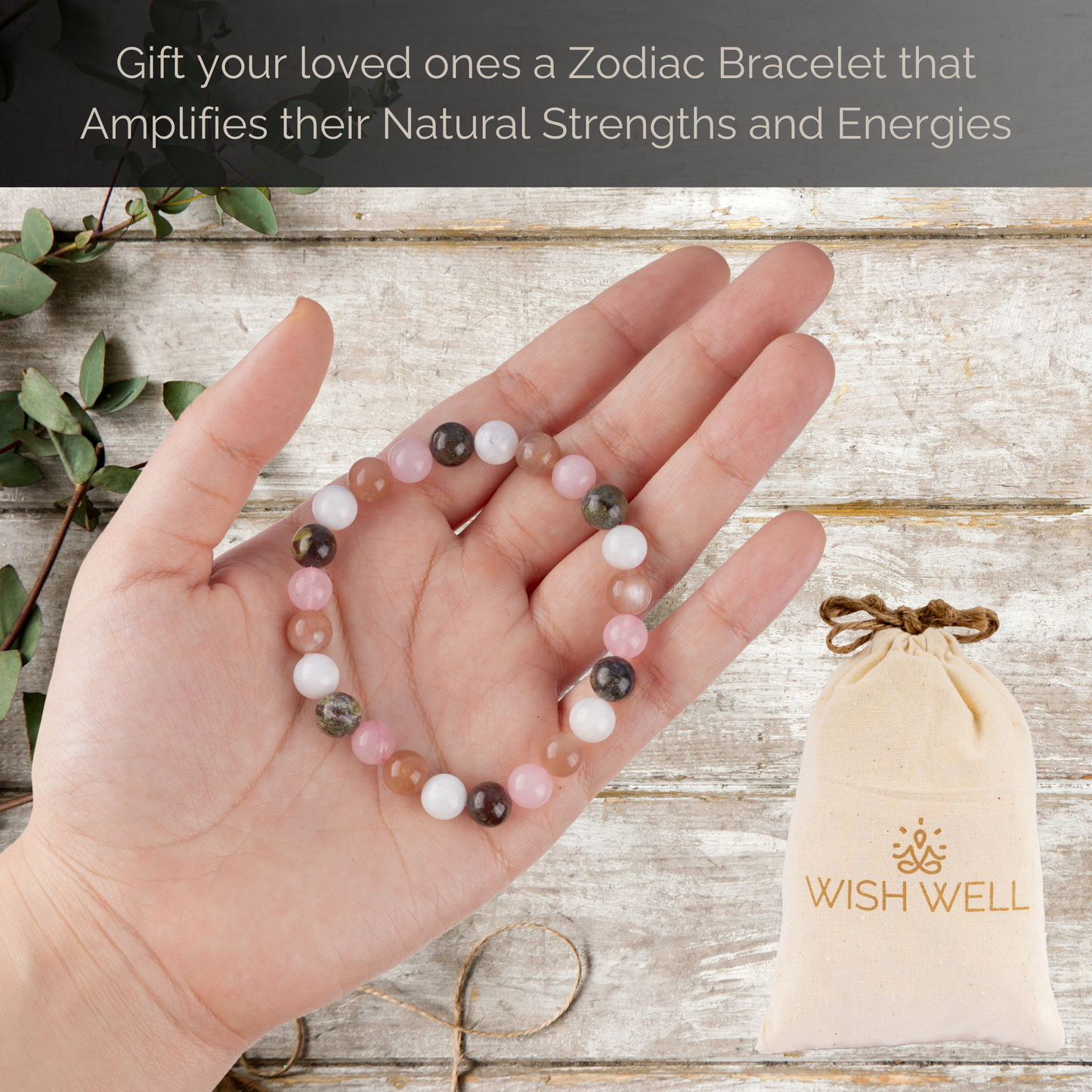 Libra Zodiac Bracelet for Women or Men with Natural Stone Sunstone, Bloodstone, Moonstone, and Rose Quartz Crystals and Healing Stones - Handmade Beaded Bracelet, Perfect Zodiac Gift for Birthday