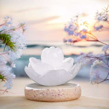 Lotus Flower Selenite Bowl, Selenite Crystal Cleansing Bowl, Healing Crystals & Stones, Spiritual Crystal Decor