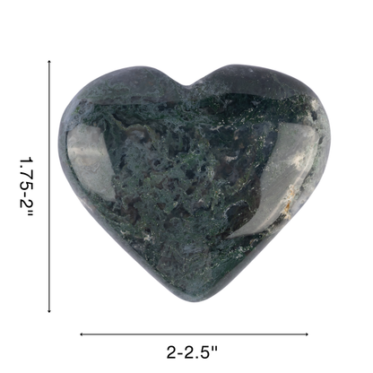 Moss Agate Heart Palm Stone Crystal - Natural Healing Stone for Anxiety Relief & Meditation - Polished Moss Agate Worry Stone - Spiritual Gift