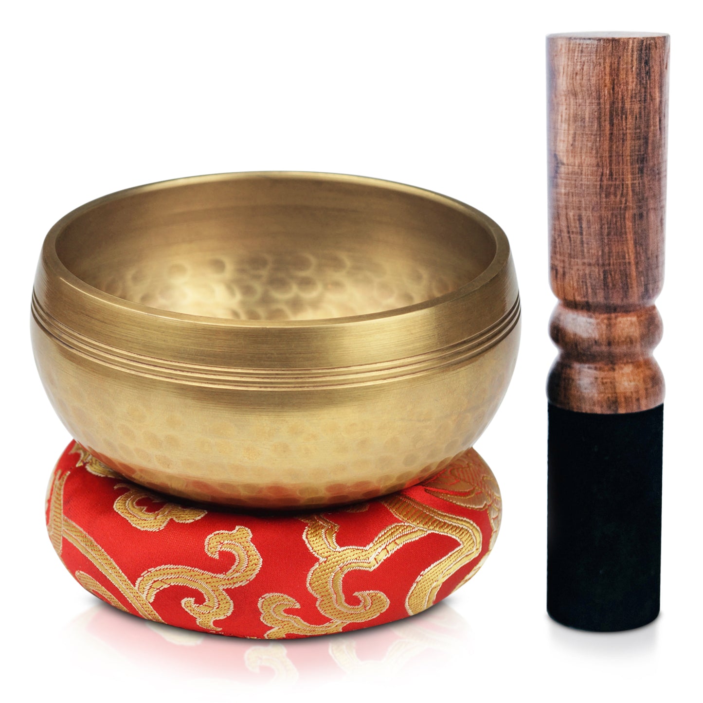 Tibetan Singing Bowl Set ~ 4" Hand Hammered Sound Bowl with 7 Chakra Crystal Stones, Rose Quartz Pendulum, Fabric Case, Cushion, & Mallet ~ Perfect For Meditation, Yoga, Spiritual Healing, & Mindfulness