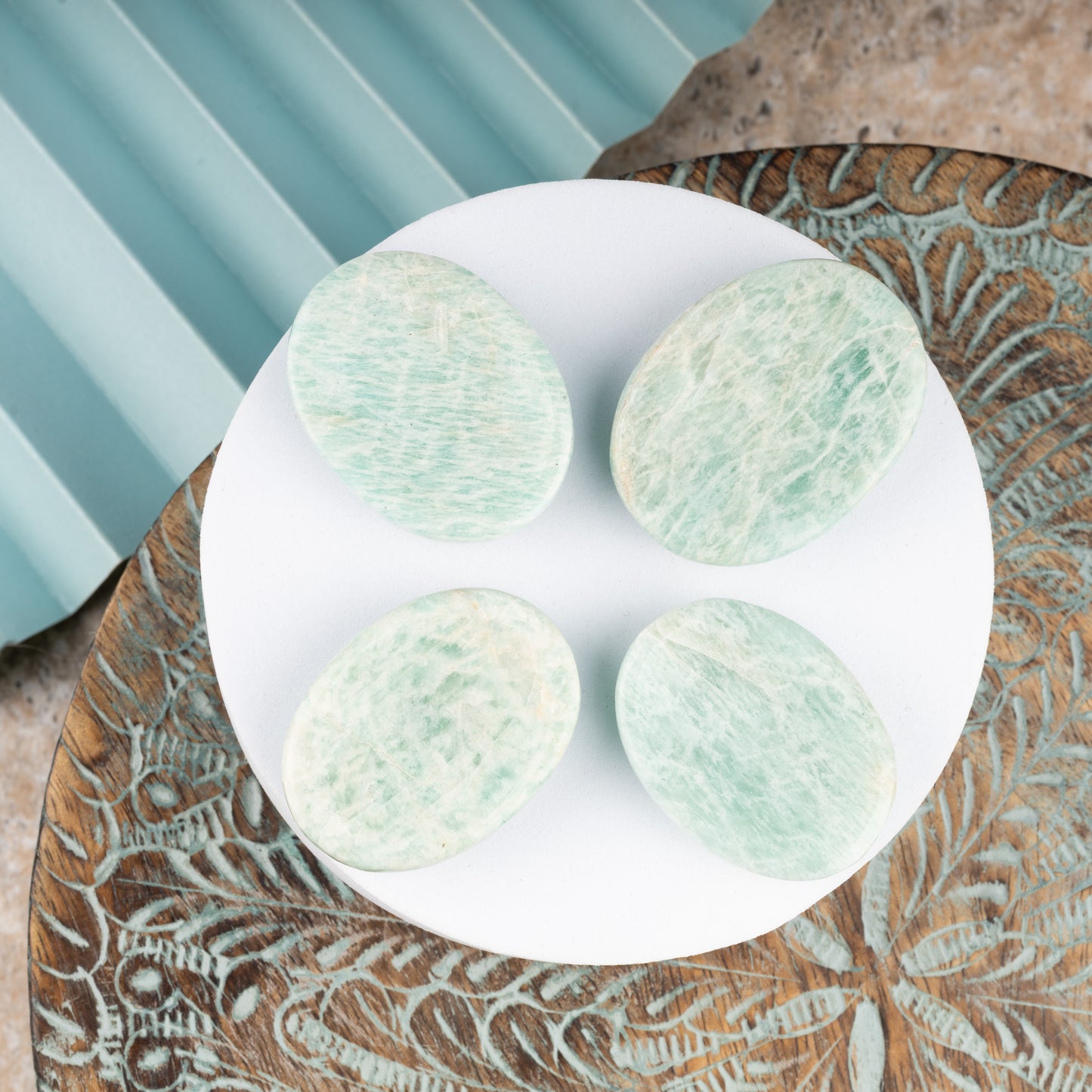 Amazonite Worry Stone for Anxiety Relief, Healing Crystals & Natural Energy Healing Thumb Stone, Perfect Meditation & Spiritual Gift