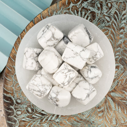 Howlite Crystal Tumble Stone - Authentic Polished Stone for Meditation, Spiritual Gifts, Chakra Healing, Reiki, & Energy Work