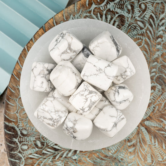 Howlite Crystal Tumble Stone - Authentic Polished Stone for Meditation, Spiritual Gifts, Chakra Healing, Reiki, & Energy Work