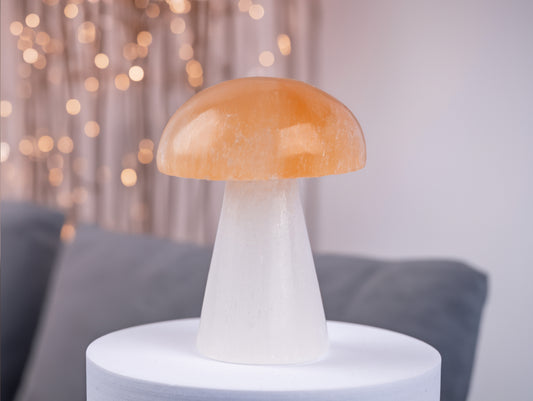 Selenite Mushroom Crystal Decor - 2.5 Inch Selenite Crystal for Meditation Accessories and Spiritual Room Decor, Selenite Crystal Tower for Energy Healing and Protection Crystals