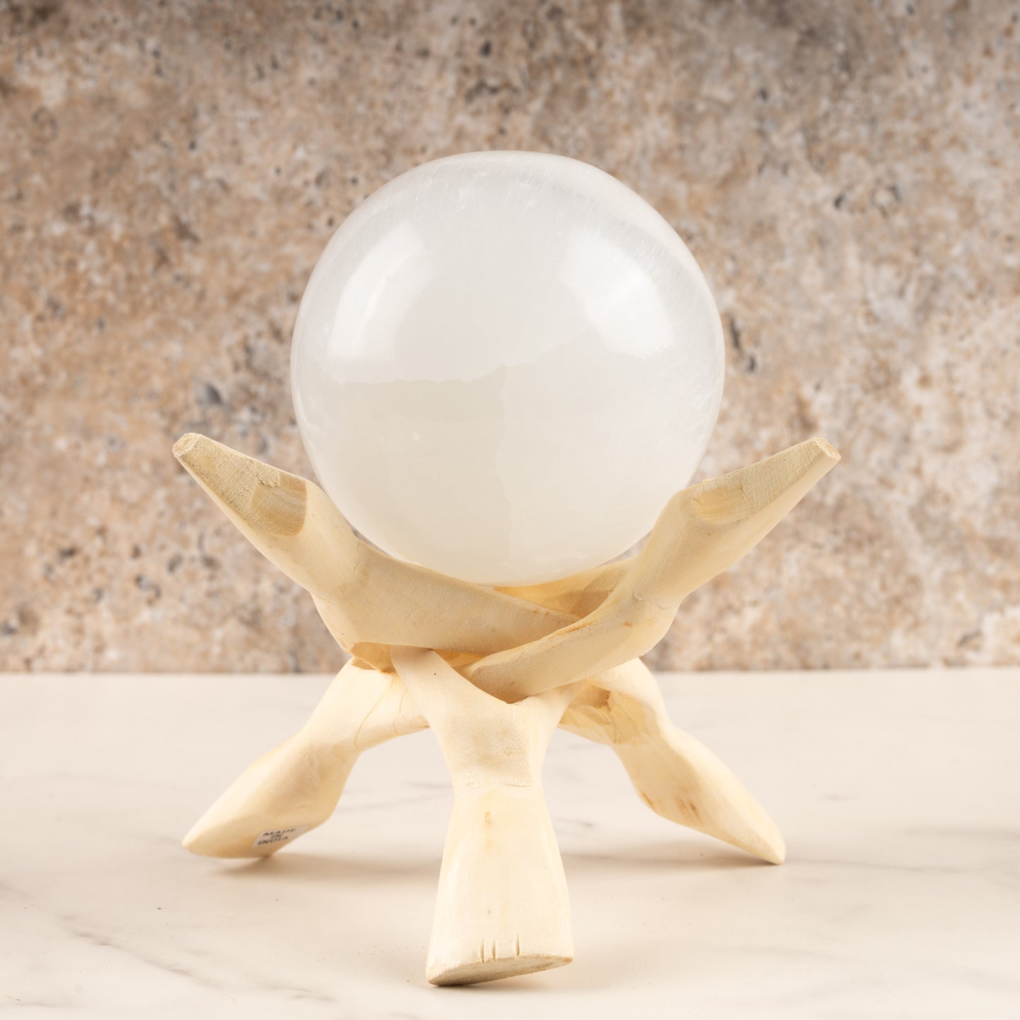 Wooden Tripod Stand 4”, 6”, or 8”- Hand-Carved Room Decor Holder ~ Ideal for Abalone Shell, Decorative Bowl, Crystal Ball, Sphere, Geode ~ Wood Display Stand & Perfect Crystal Holder