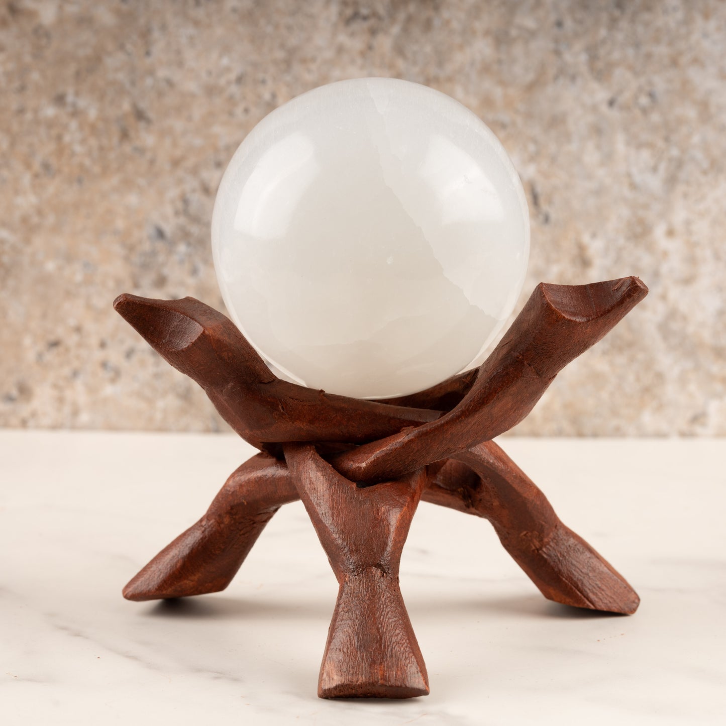 Wooden Tripod Stand 4”, 6” and 8” - Hand-Carved Room Decor Holder ~ Ideal for Abalone Shell, Decorative Bowl, Crystal Ball, Sphere, Geode ~ Wood Display Stand & Perfect Crystal Holder