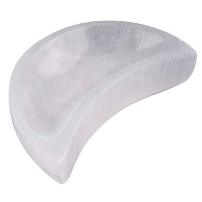 Selenite Bowl Moon Shape, Selenite Crystal Cleansing Bowl, Healing Crystals & Stones, Spiritual Crystal Decor