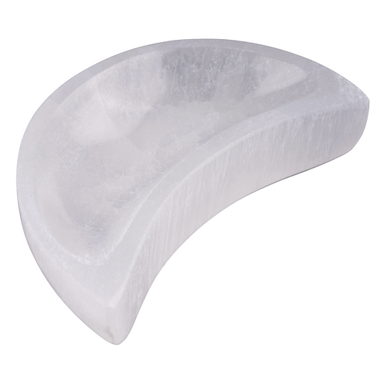 Selenite Bowl Moon Shape, Selenite Crystal Cleansing Bowl, Healing Crystals & Stones, Spiritual Crystal Decor
