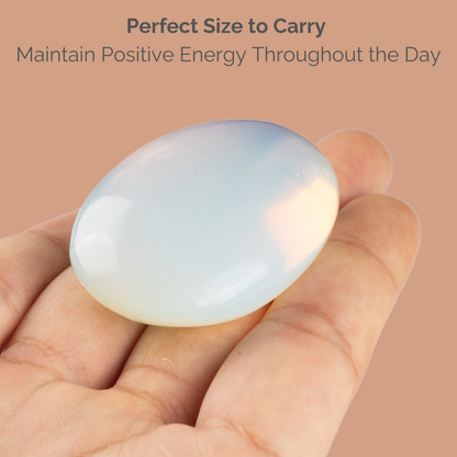 Opalite Palm Stone Crystal - Natural Healing Stone for Anxiety Relief & Meditation - Polished Opalite Worry Stone - Spiritual Gift