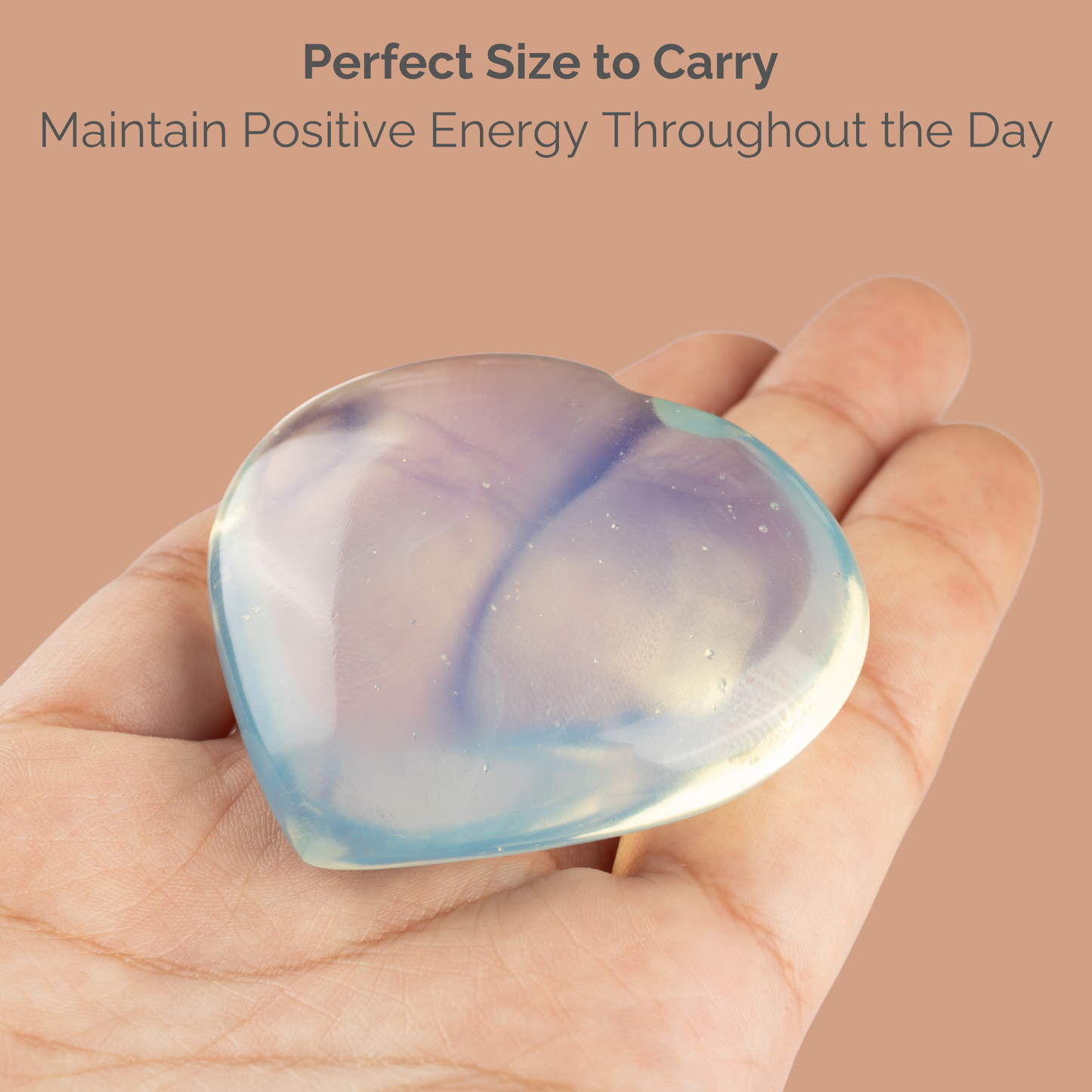 Opalite Heart Palm Stone Crystal - Natural Healing Stone for Anxiety Relief & Meditation - Polished Opalite Worry Stone - Spiritual Gift