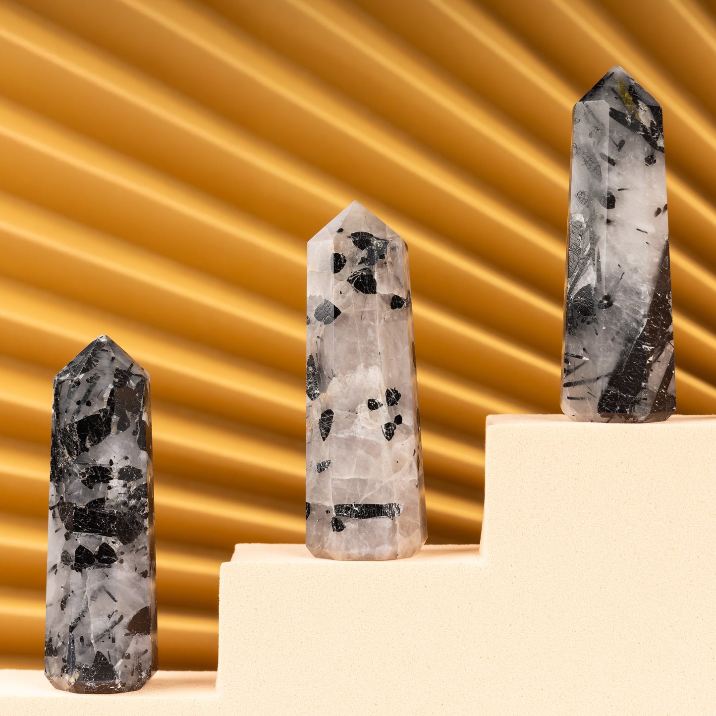 Natural Tourmalinated Quartz Obelisk Point Crystal Tower 2.5-3", Healing Crystals and Stones, Meditation Accessories, Reiki, Spiritual Gifts & Decor