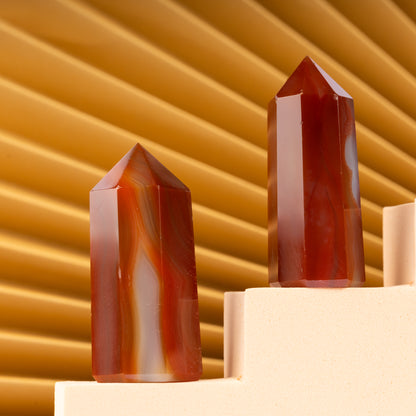 Natural Carnelian Obelisk Point Crystal Tower 2.5-3", Healing Crystals and Stones, Meditation Accessories, Reiki, Spiritual Gifts & Decor