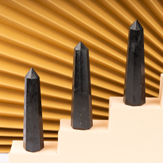 Natural Black Tourmaline Obelisk Point Crystal Tower 2.5-3", Healing Crystals and Stones, Meditation Accessories, Reiki, Spiritual Gifts & Decor