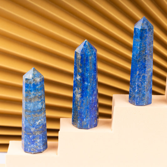 Natural Lapis Lazuli Obelisk Point Crystal Tower 2.5-3", Healing Crystals and Stones, Meditation Accessories, Reiki, Spiritual Gifts & Decor