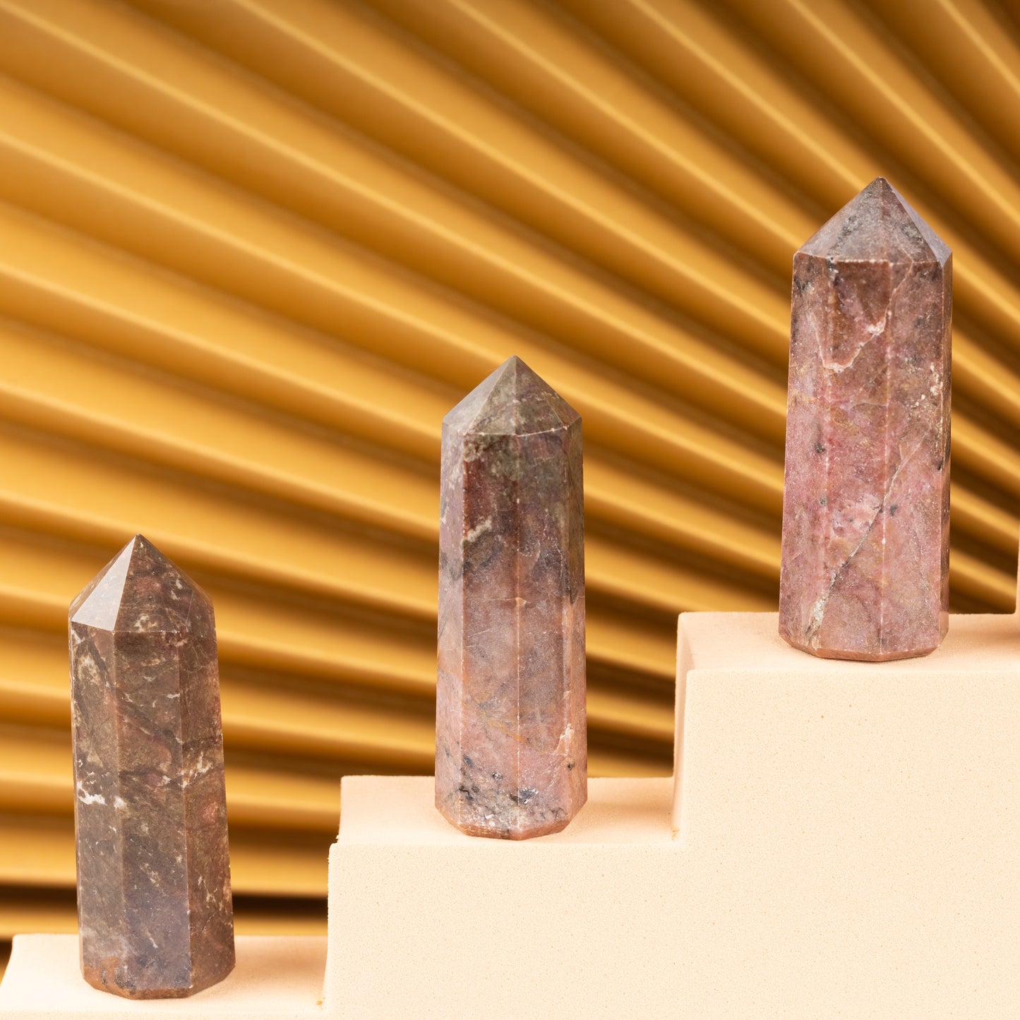 Natural Rhodonite Obelisk Point Crystal Tower 2.5-3", Healing Crystals and Stones, Meditation Accessories, Reiki, Spiritual Gifts & Decor