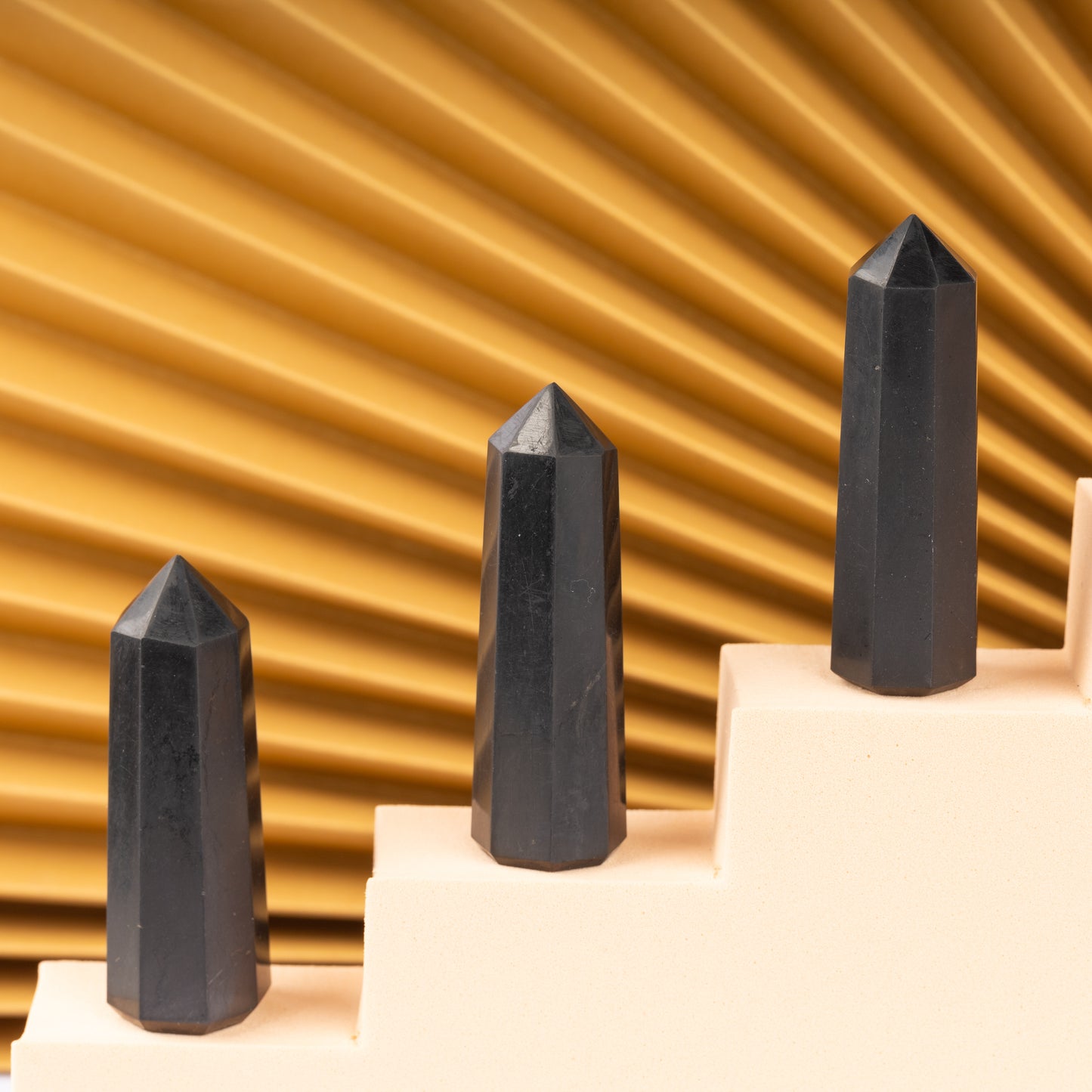 Natural Shungite Obelisk Point Crystal Tower 2.5-3", Healing Crystals and Stones, Meditation Accessories, Reiki, Spiritual Gifts & Decor