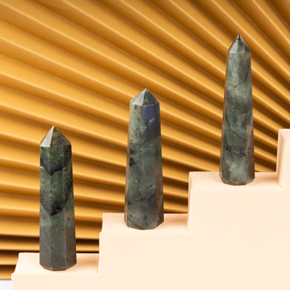 Natural Labradorite Obelisk Point Crystal Tower 2.5-3", Healing Crystals and Stones, Meditation Accessories, Reiki, Spiritual Gifts & Decor