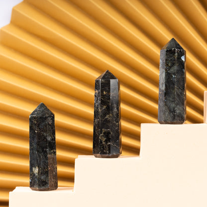 Natural Larvikite Obelisk Point Crystal Tower 2.5-3", Healing Crystals and Stones, Meditation Accessories, Reiki, Spiritual Gifts & Decor