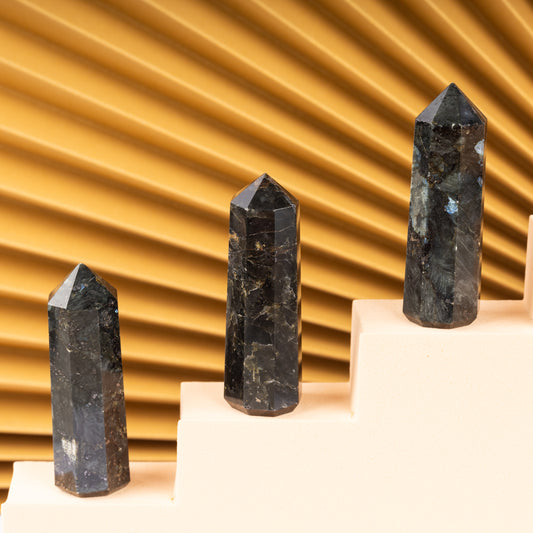 Natural Larvikite Obelisk Point Crystal Tower 2.5-3", Healing Crystals and Stones, Meditation Accessories, Reiki, Spiritual Gifts & Decor