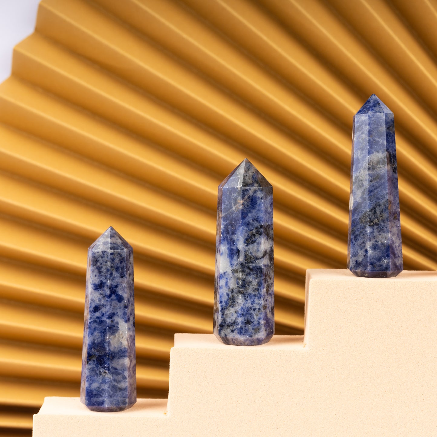 Natural Sodalite Obelisk Point Crystal Tower 2.5-3", Healing Crystals and Stones, Meditation Accessories, Reiki, Spiritual Gifts & Decor