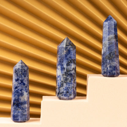Natural Sodalite Obelisk Point Crystal Tower 2.5-3", Healing Crystals and Stones, Meditation Accessories, Reiki, Spiritual Gifts & Decor