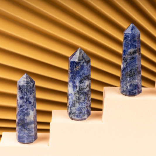 Natural Sodalite Obelisk Point Crystal Tower 2.5-3", Healing Crystals and Stones, Meditation Accessories, Reiki, Spiritual Gifts & Decor