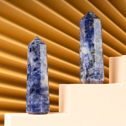 Natural Sodalite Obelisk Point Crystal Tower 2.5-3", Healing Crystals and Stones, Meditation Accessories, Reiki, Spiritual Gifts & Decor