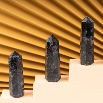 Natural Indigo Gabbro Obelisk Point Crystal Tower 2.5-3", Healing Crystals and Stones, Meditation Accessories, Reiki, Spiritual Gifts & Decor