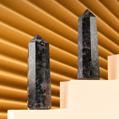 Natural Indigo Gabbro Obelisk Point Crystal Tower 2.5-3", Healing Crystals and Stones, Meditation Accessories, Reiki, Spiritual Gifts & Decor