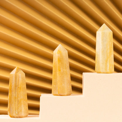 Natural Yellow Aventurine Obelisk Point Crystal Tower 2.5-3", Healing Crystals and Stones, Meditation Accessories, Reiki, Spiritual Gifts & Decor