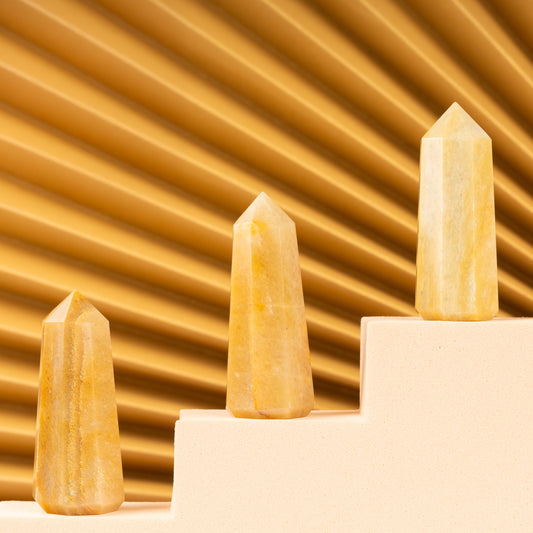 Natural Yellow Aventurine Obelisk Point Crystal Tower 2.5-3", Healing Crystals and Stones, Meditation Accessories, Reiki, Spiritual Gifts & Decor