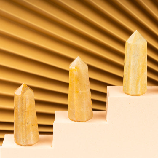 Natural Yellow Aventurine Obelisk Point Crystal Tower 2.5-3", Healing Crystals and Stones, Meditation Accessories, Reiki, Spiritual Gifts & Decor